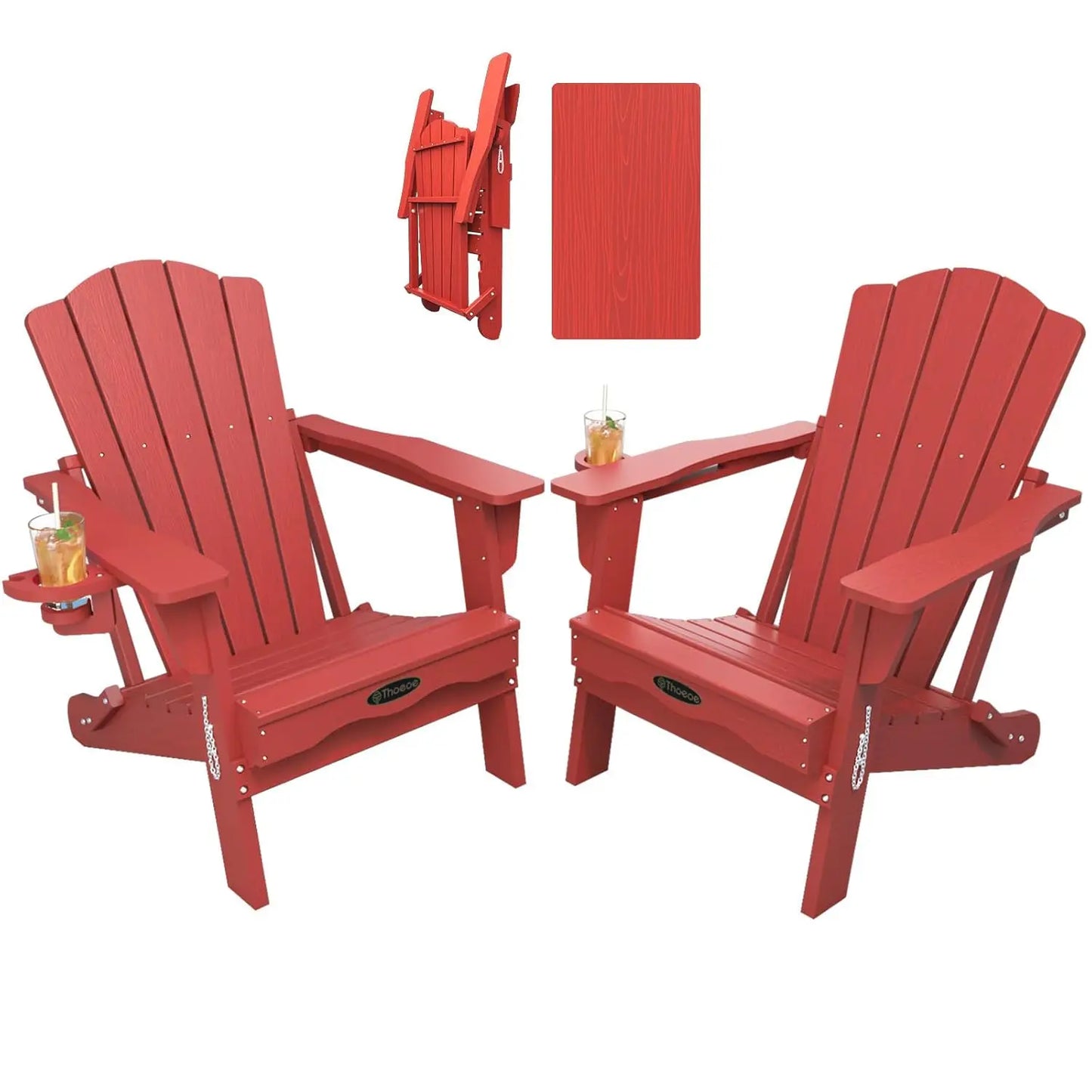 MOYU Folding Adirondack Chair Set All-Weather HDPE Outdoor Chairs