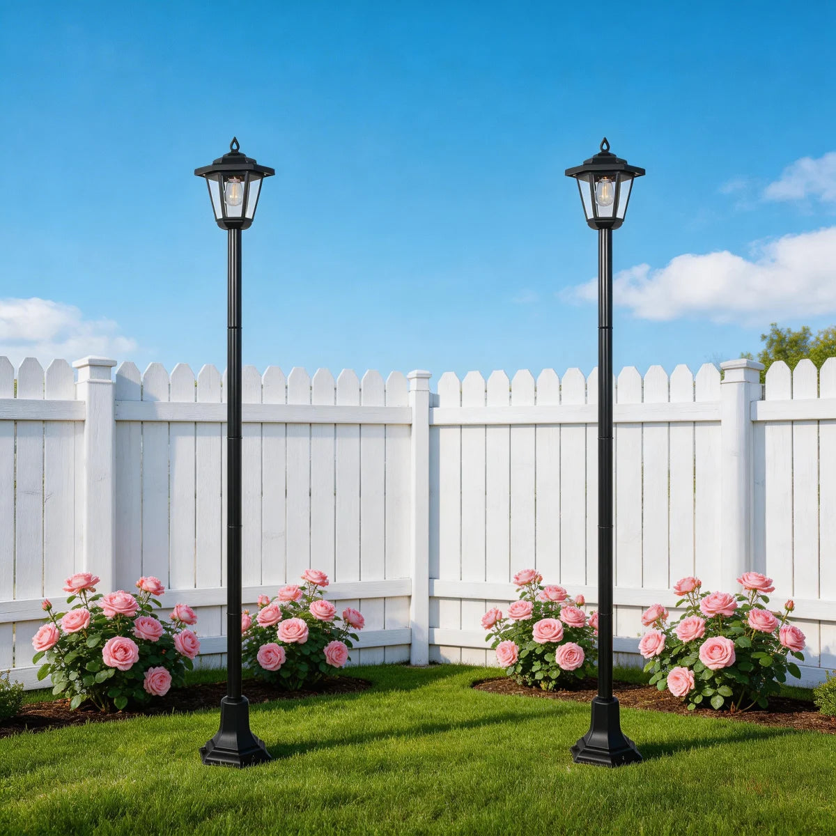 Waterproof Solar Post Lights With Dusk To Dawn LED Lighting
