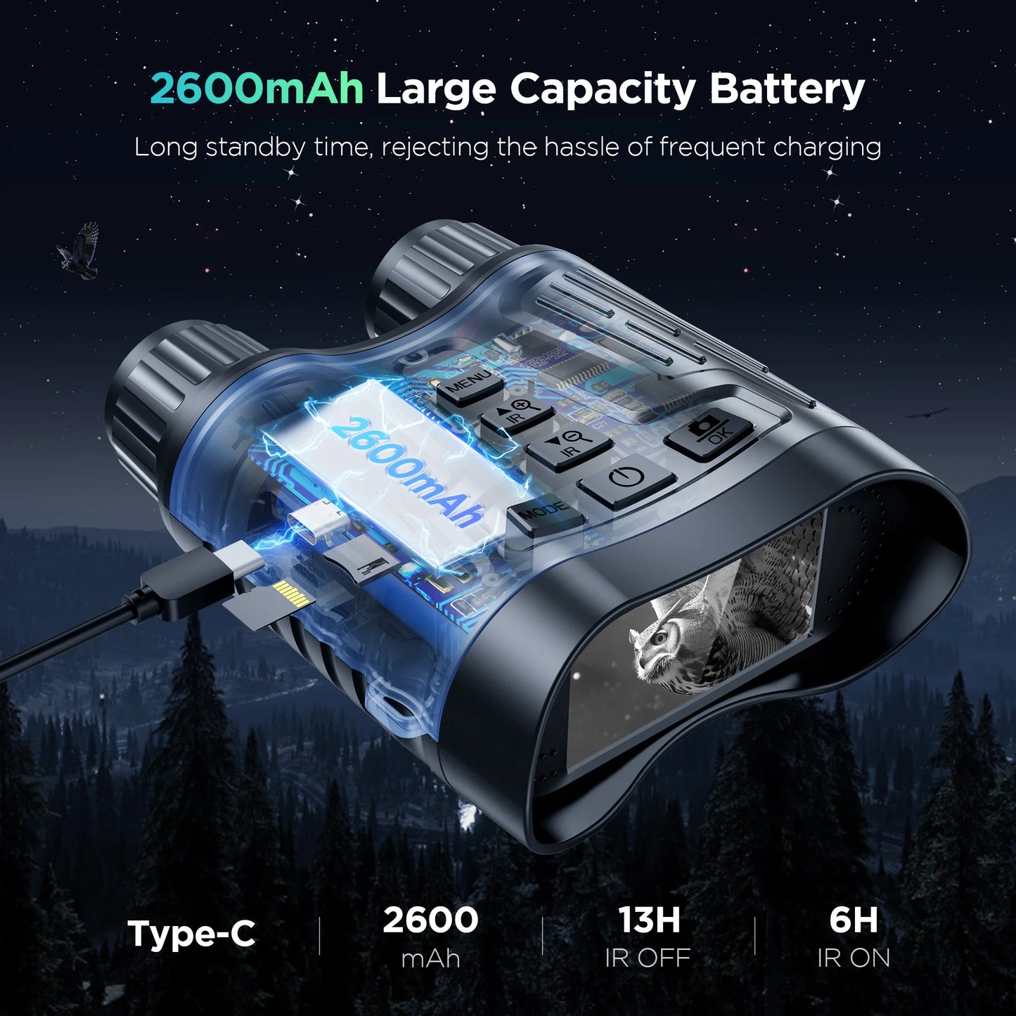 DIYIMIN Night Vision Binoculars 8x Zoom 1080P IR Video Recording