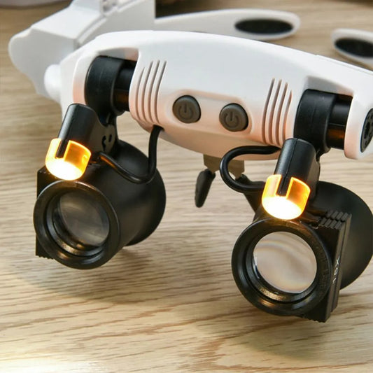 LED Headband Magnifier With Interchangeable Lenses For Precision Work