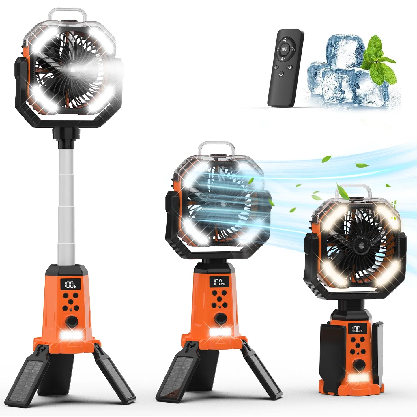 Portable 4 In 1 Rechargeable Fan With Stand Spray LED Light