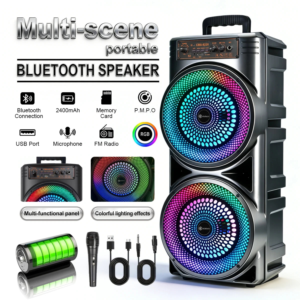 Floor Standing Bluetooth Speaker System With Wireless Portable Subwoofer