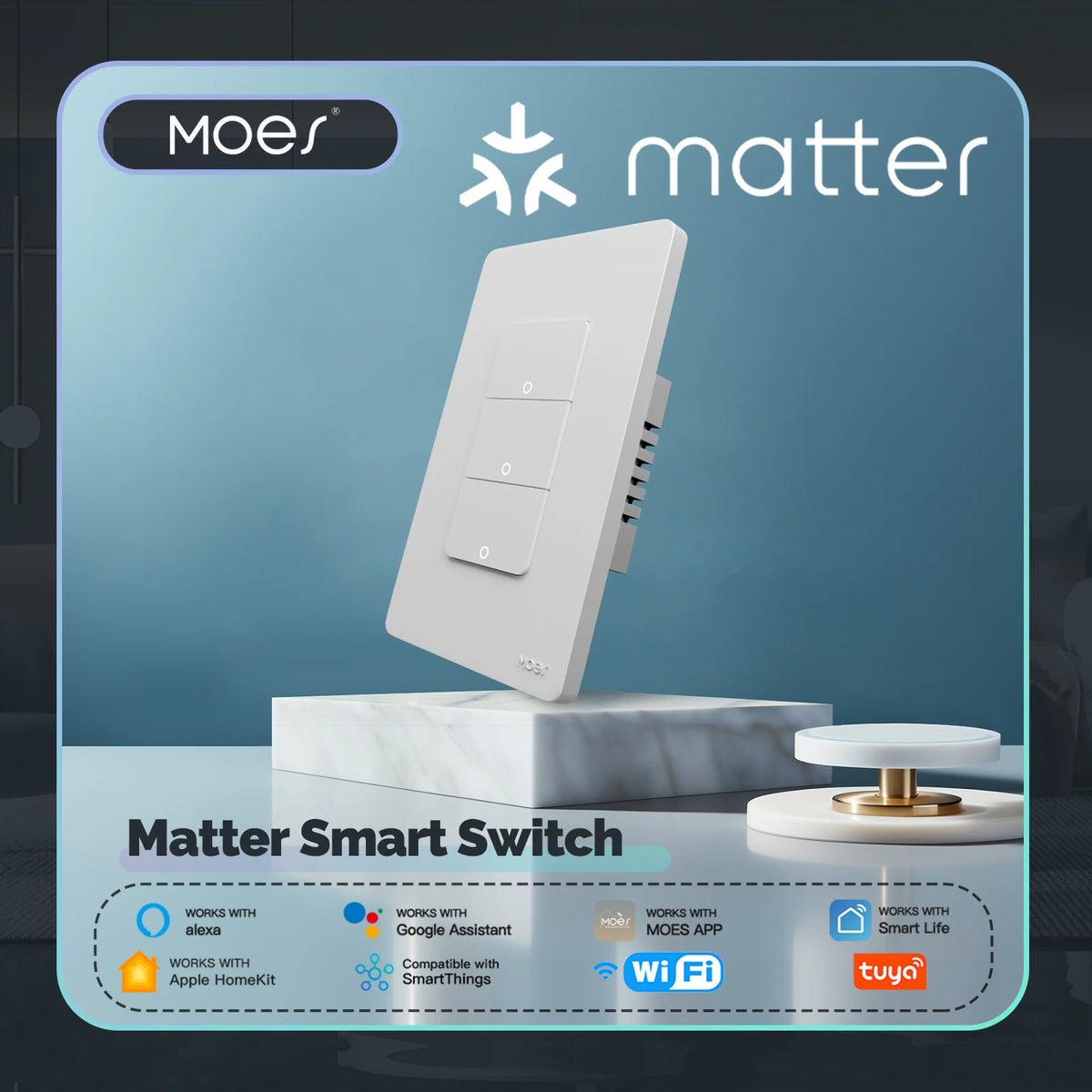 MOES Matter WiFi Smart Light Switch With Voice Control