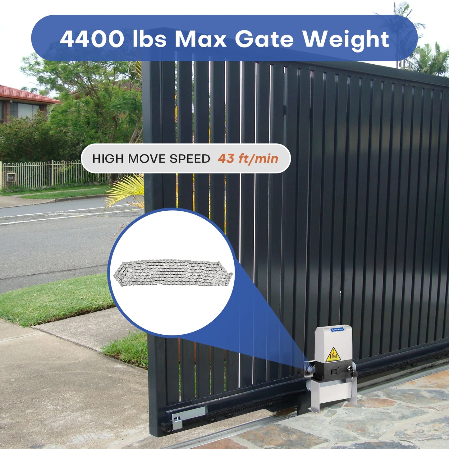 ROOMARK Automatic Sliding Gate Opener Kit With Remote Controllers