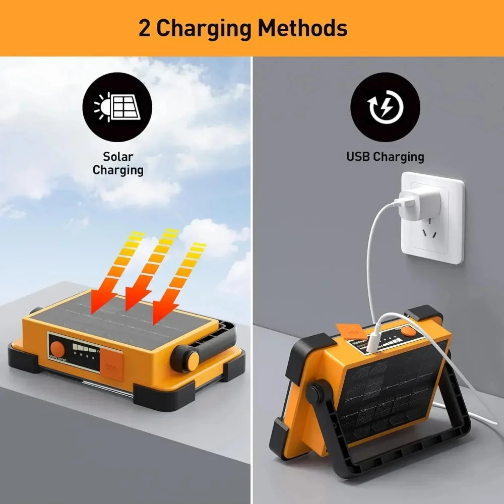 LED BARZ Rechargeable Solar Outdoor Portable LED Floodlight For Construction