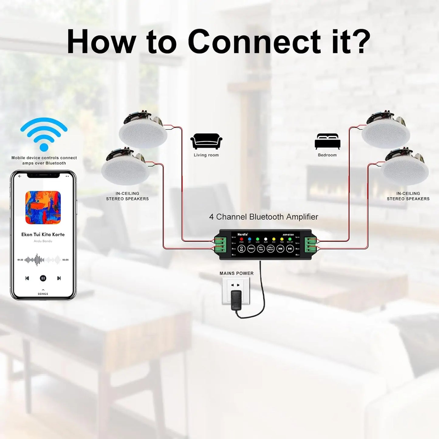 Herdio In Ceiling 600W 2 Way Flush Mount Speaker System