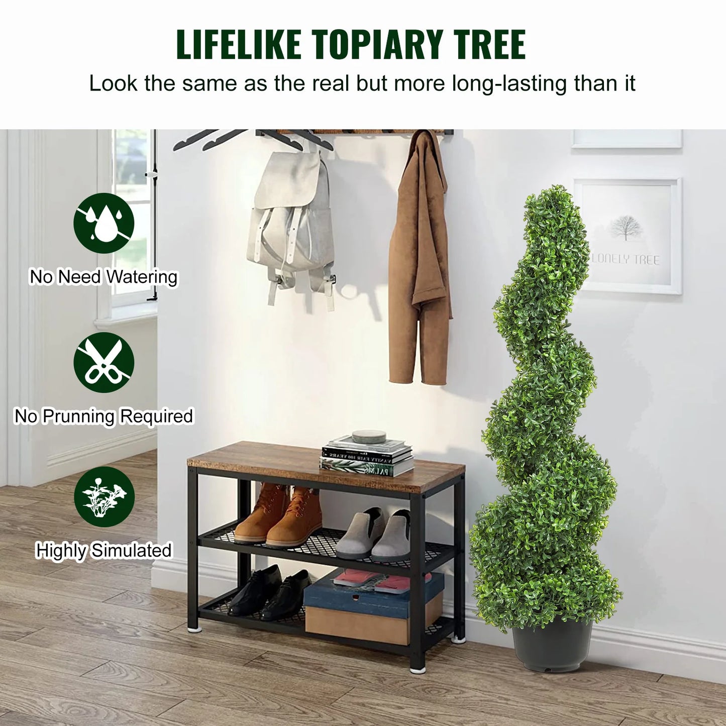 Artificial Boxwood Tower Topiary Spiral Plant For Outdoor Decor