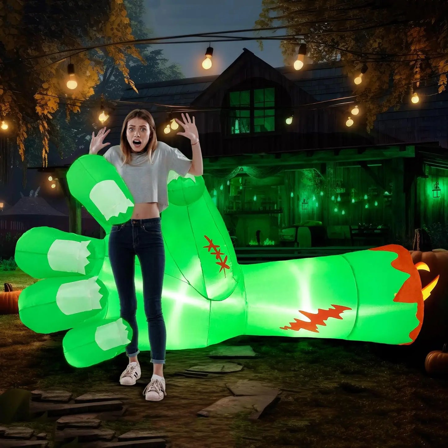 Joyfy Zombie Arm Inflatable With LEDs For Halloween Outdoor