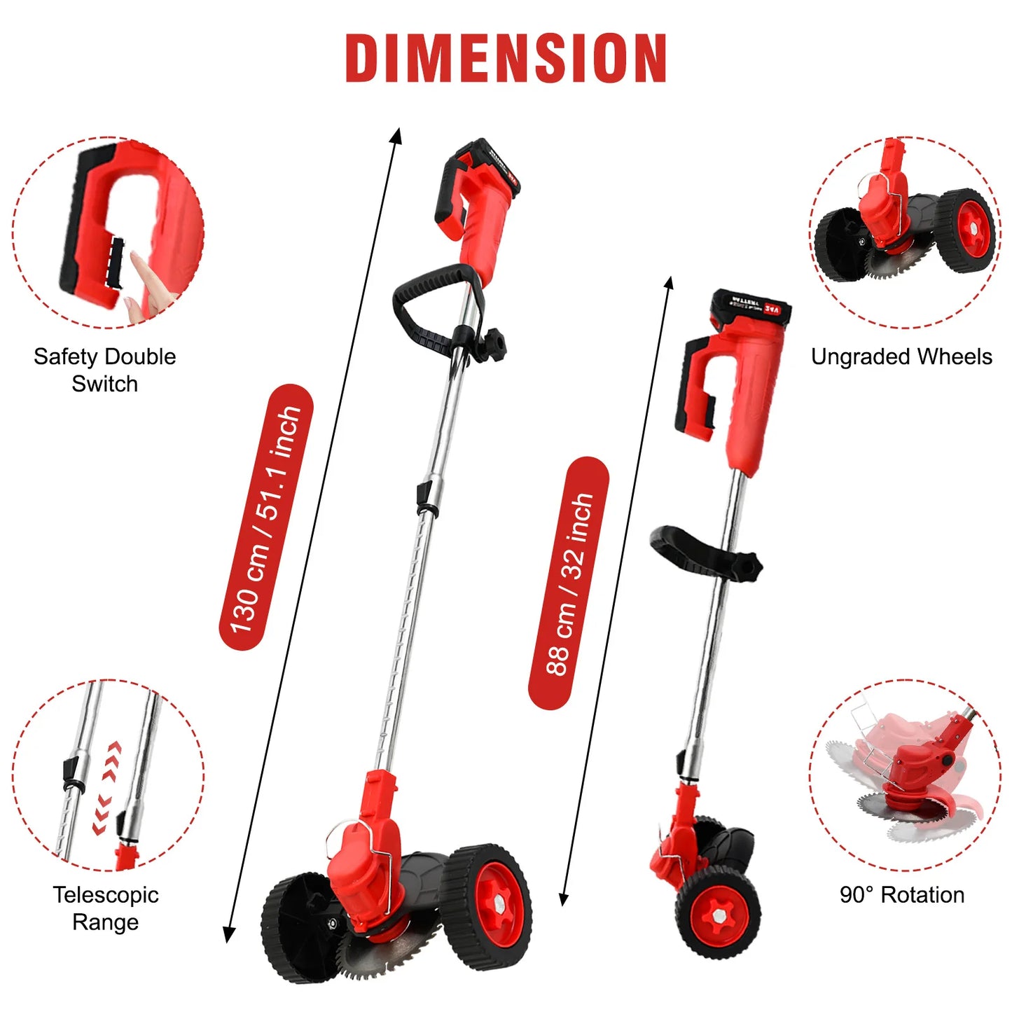 21V Cordless Weed Trimmer Edger 3 In 1 Garden Tool