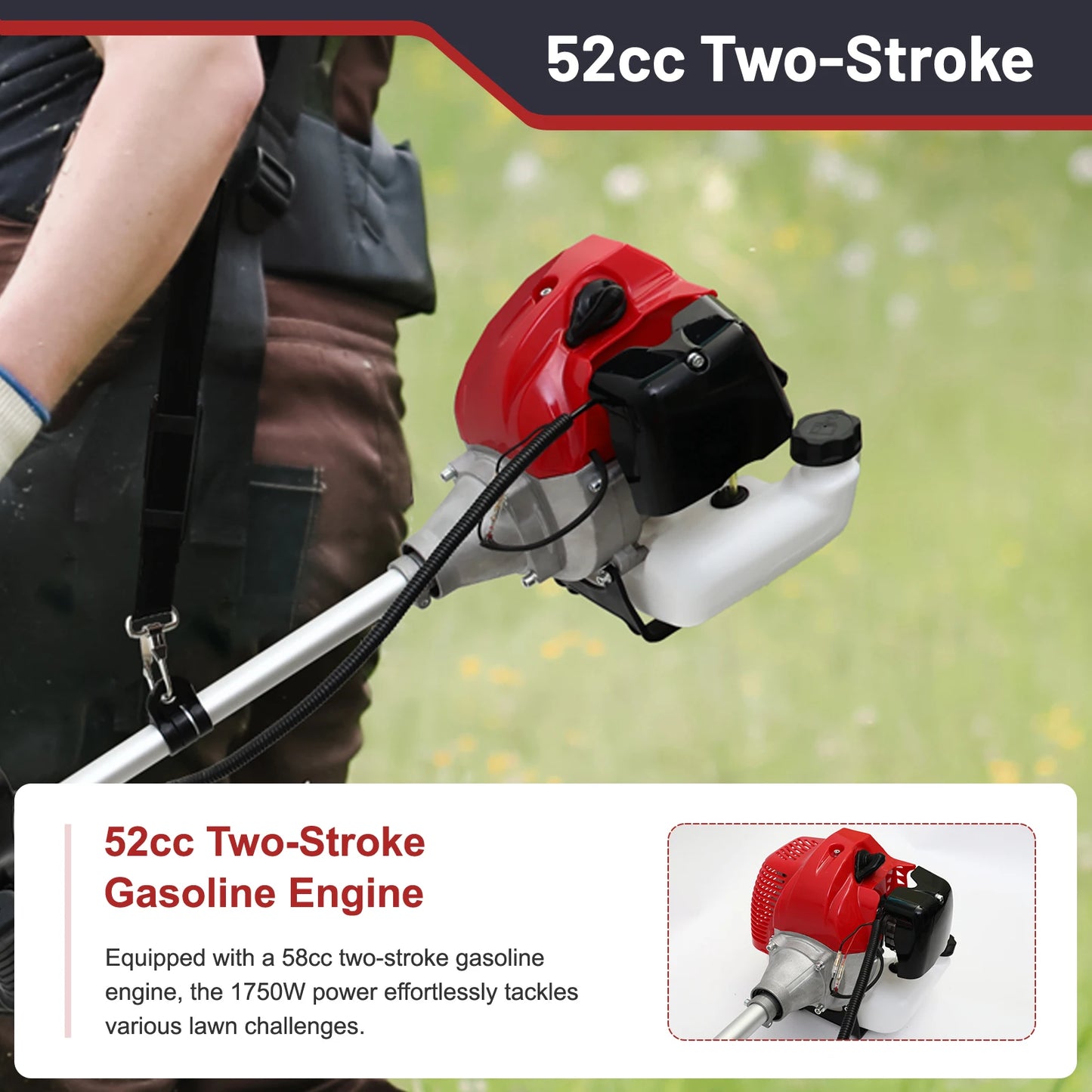 Gas Powered 4-In-1 Weed Wacker Hedge Trimmer Edger String Trimmer