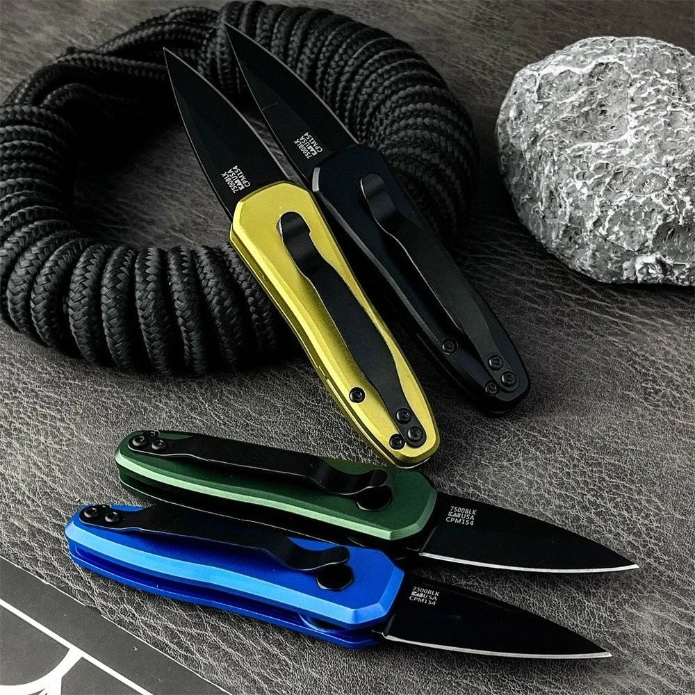 Mini 7500 Folding Knife 8Cr13MoV Blade Aluminum Handle EDC Outdoor