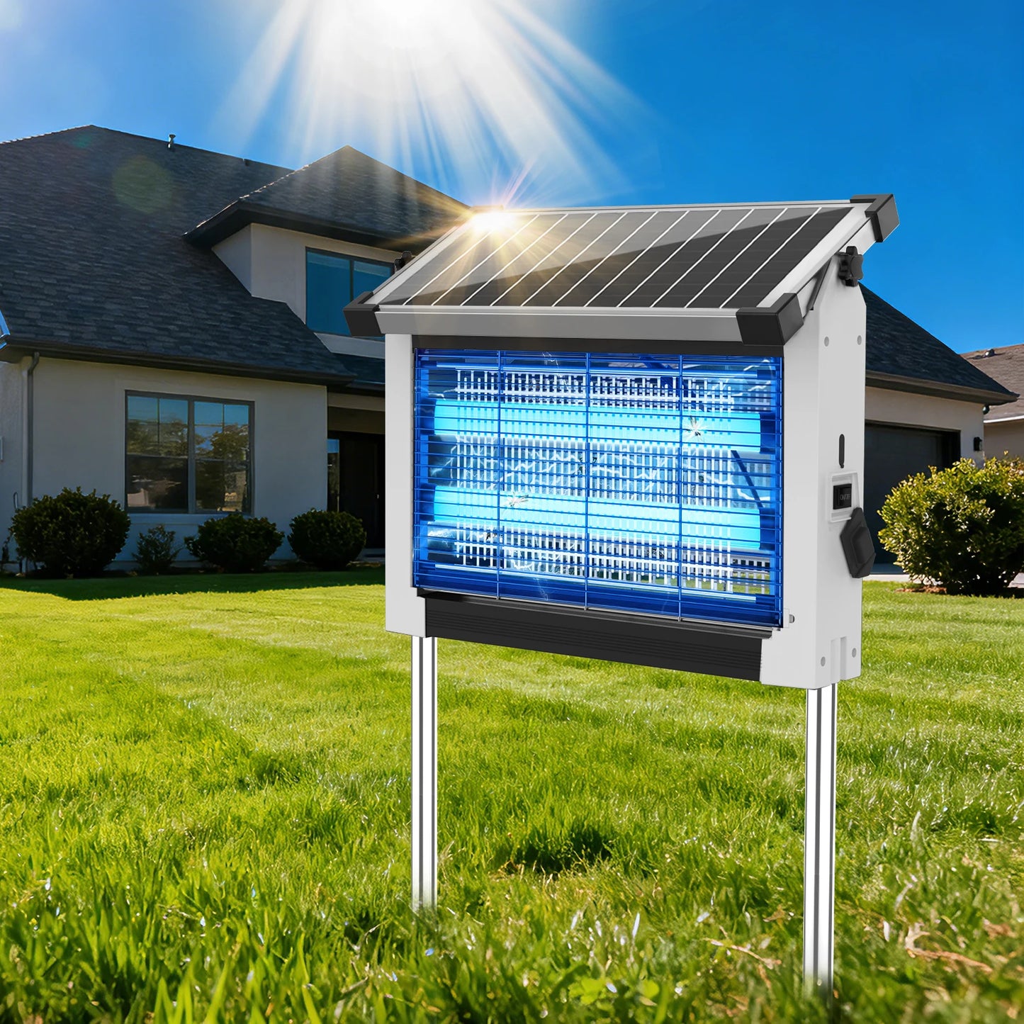 Solar Bug Zapper Outdoor 4500V Mosquito Zapper with Panel Sensor