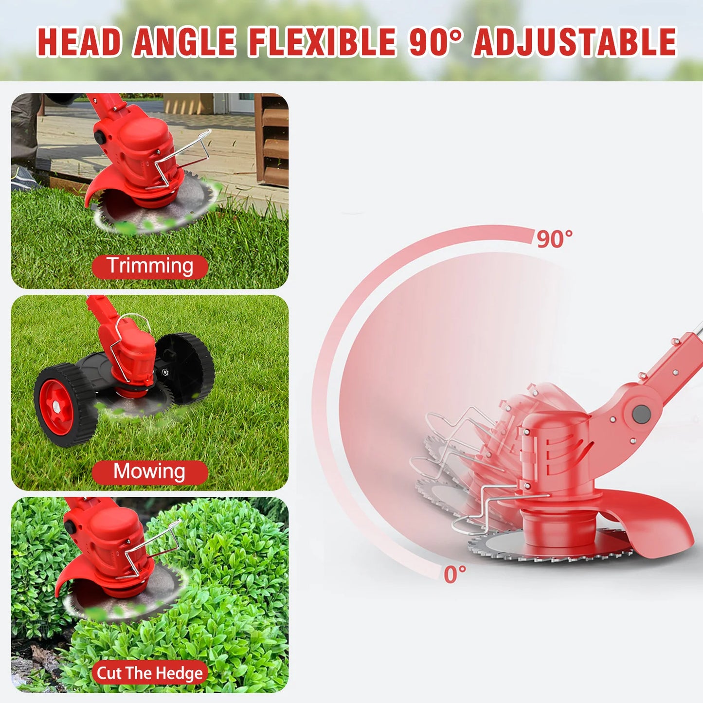 21V Cordless Weed Trimmer Edger 3 In 1 Garden Tool