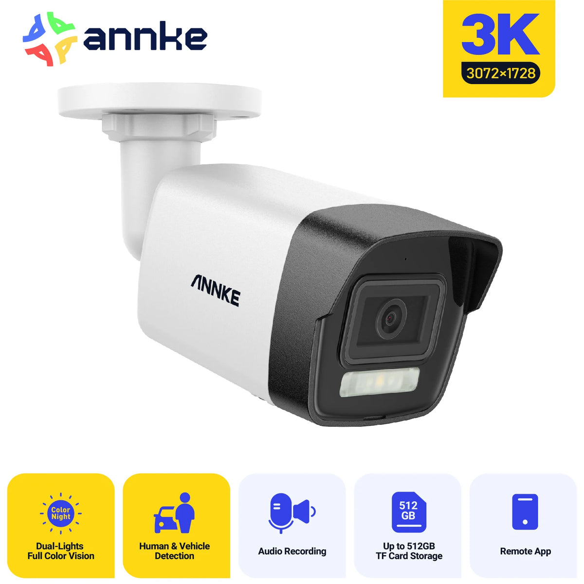 ANNKE 12MP Dual Light PoE Outdoor Security Camera Night Vision