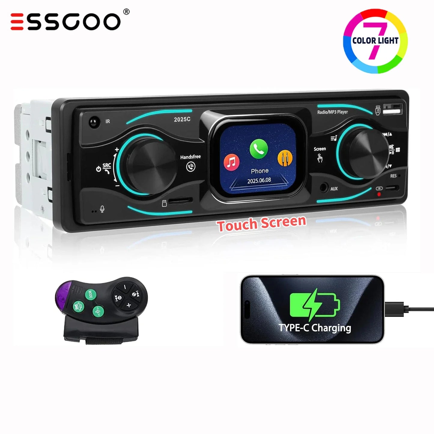 ESSGOO Bluetooth 6.0 Car Radio MP3 Player With USB/SD AUX