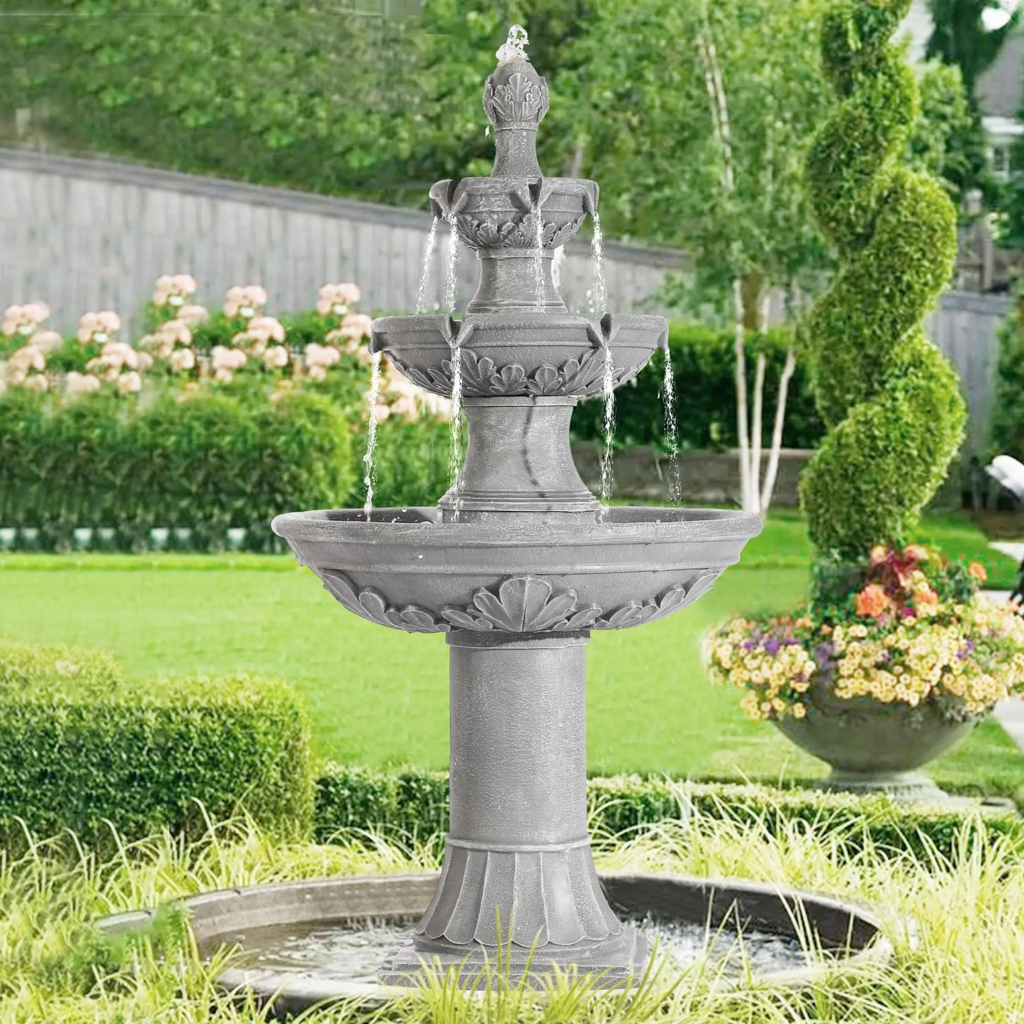 Italian Outdoor Water Fountain Garden Decor Durable Resin