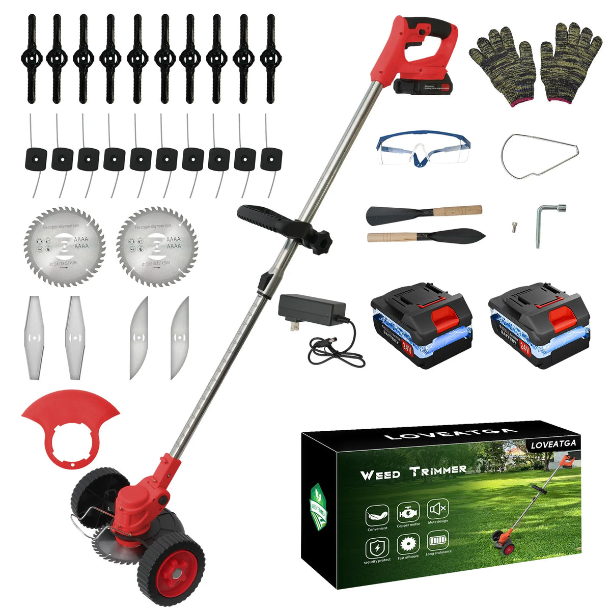 Cordless 3-in-1 Lawn Mower, Grass Trimmer, Edger and Brush Cutter