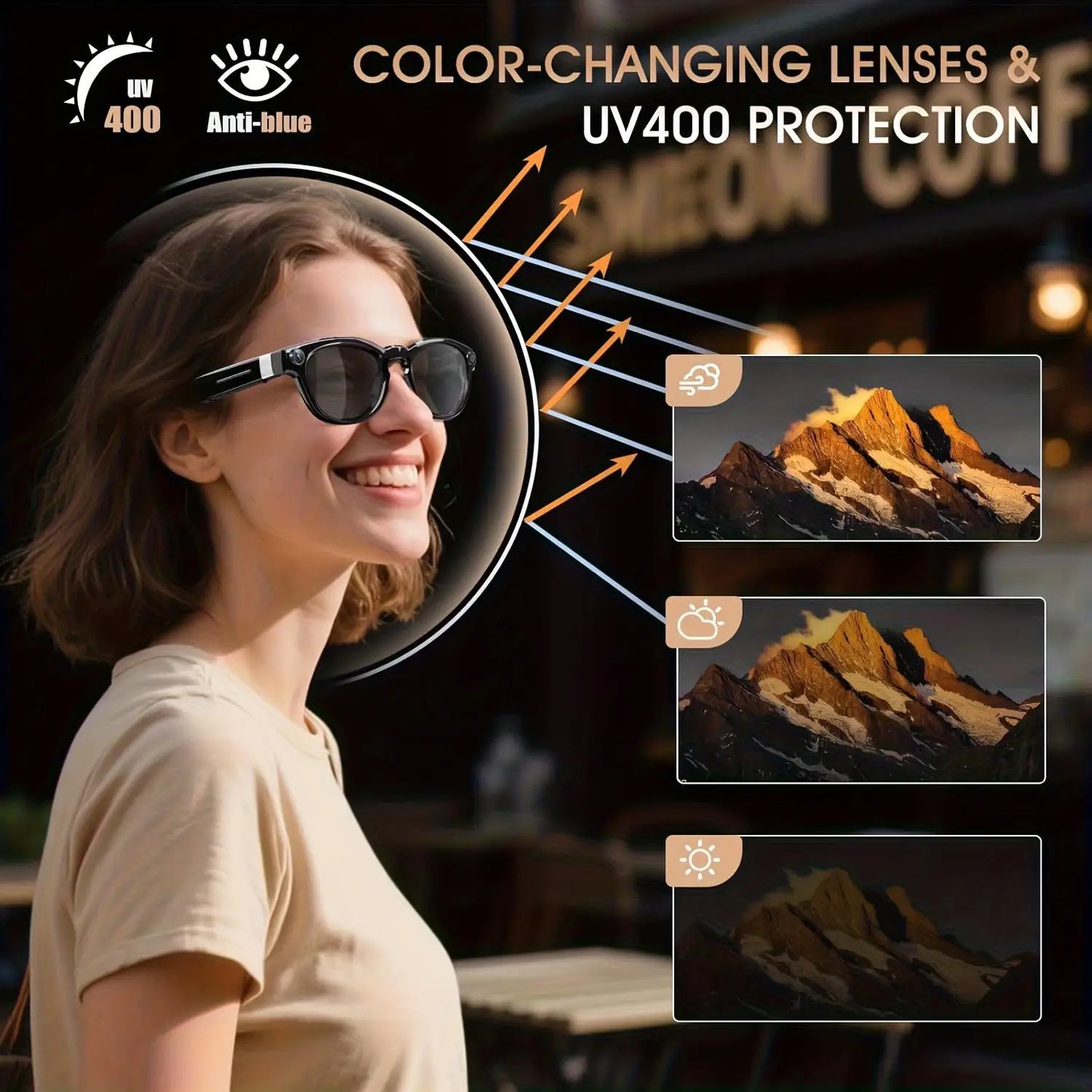 Smart Glasses Real-Time Translation AI Chat Assistant With 8MP Camera