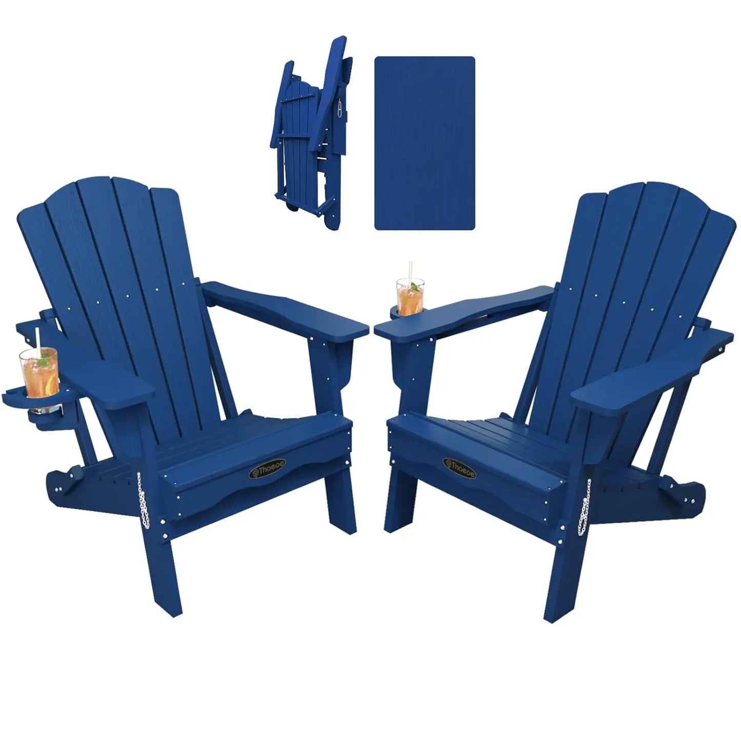 MOYU Folding Adirondack Chair Set All-Weather HDPE Outdoor Chairs