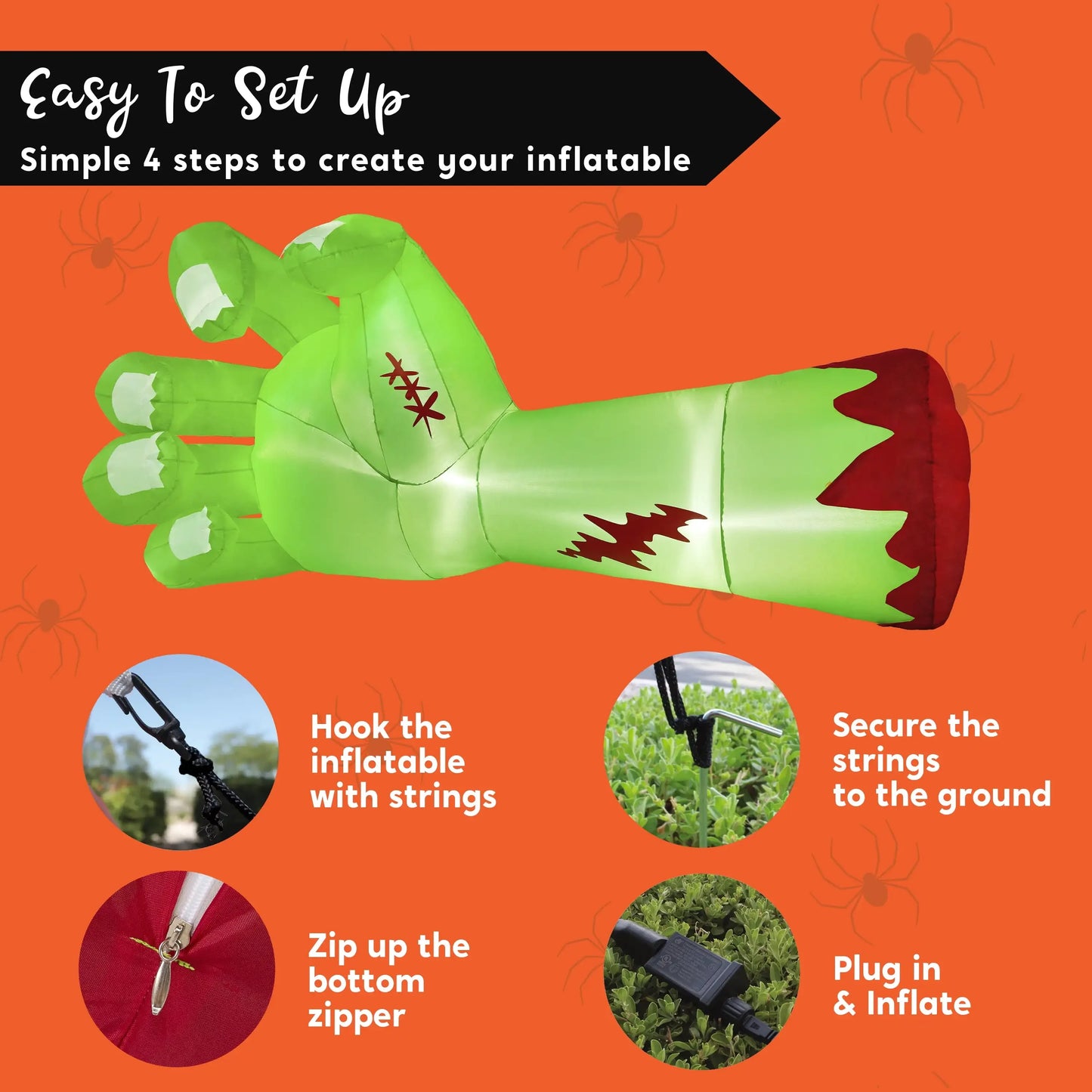 Joyfy Zombie Arm Inflatable With LEDs For Halloween Outdoor