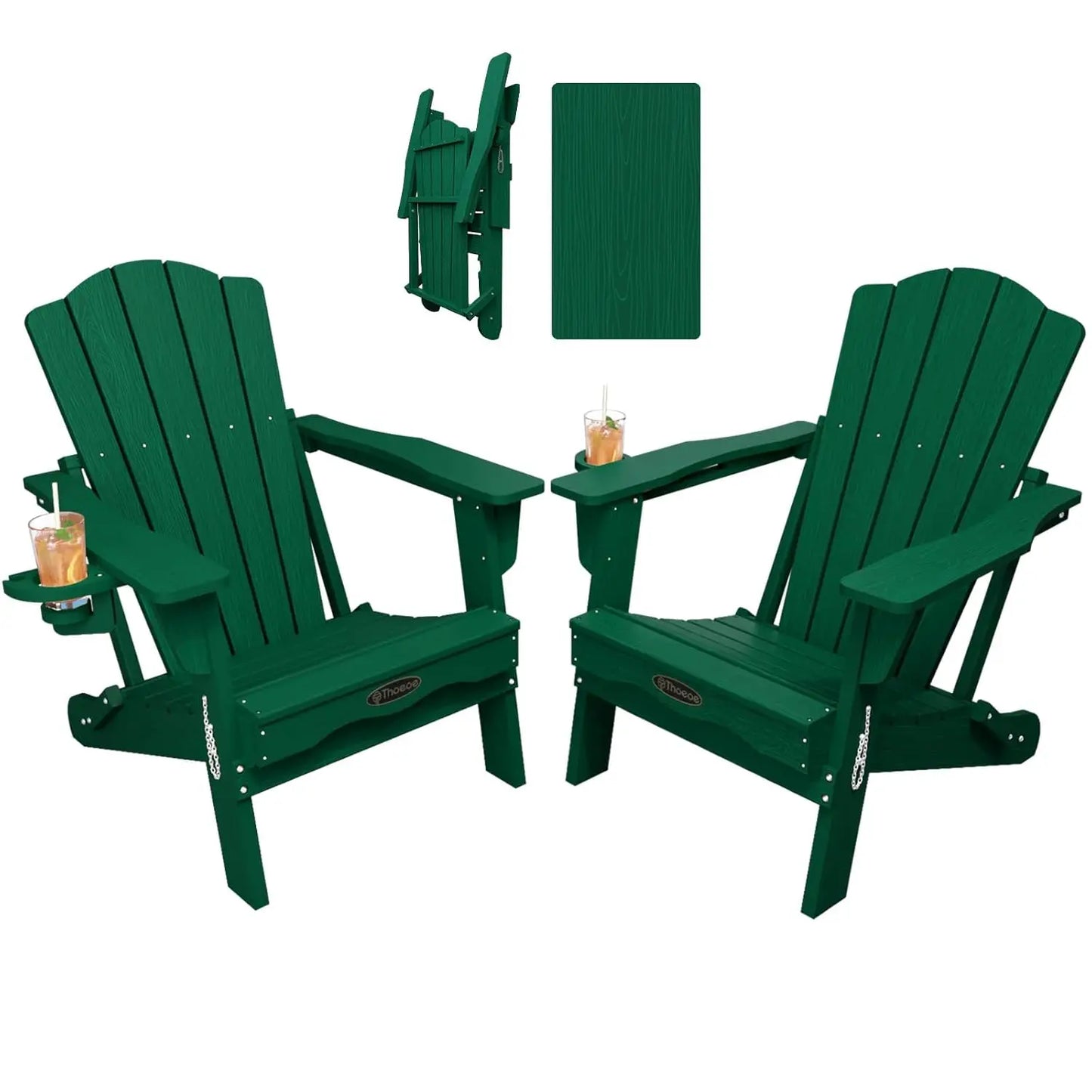 MOYU Folding Adirondack Chair Set All-Weather HDPE Outdoor Chairs