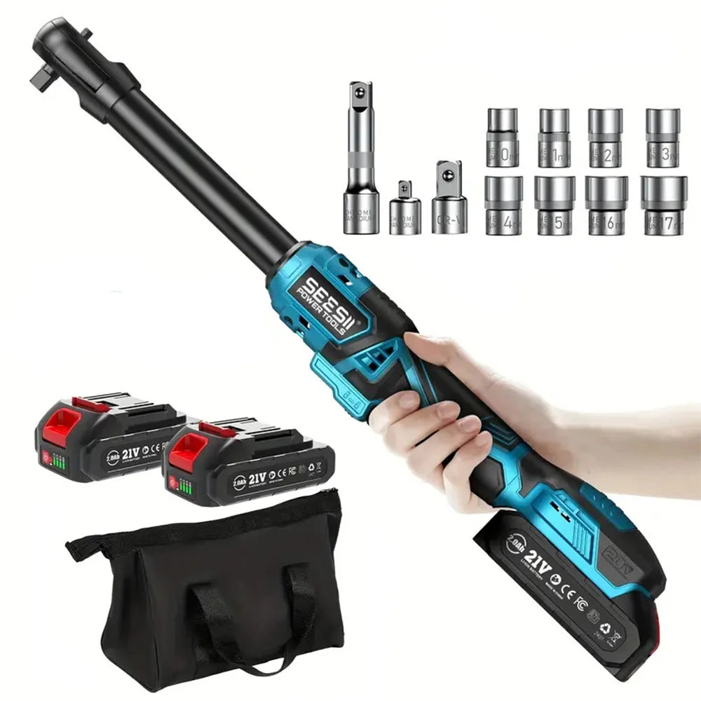 Seesii 21V Extended Cordless Ratchet Wrench 80Nm Brushless
