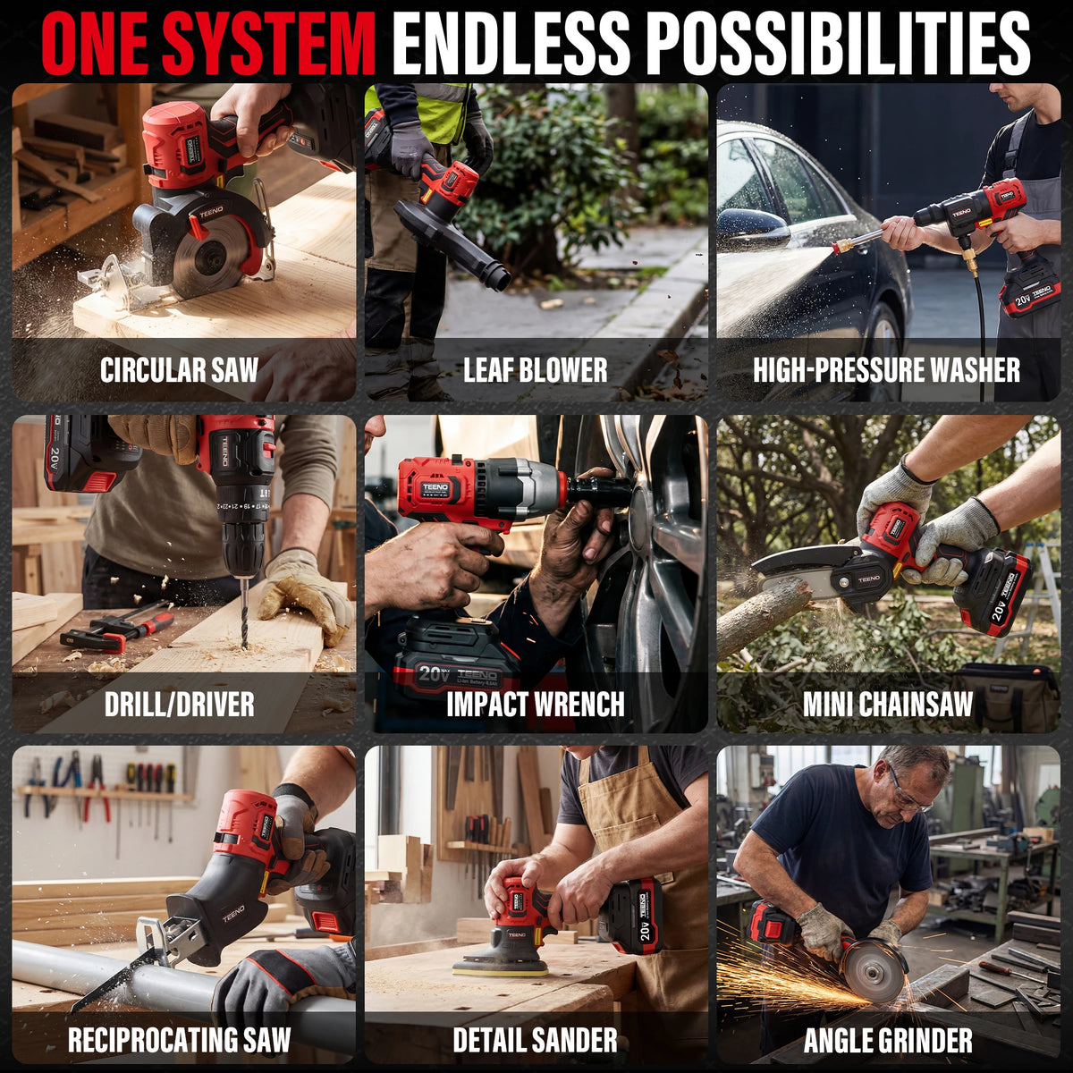 20V Brushless 9 In 1 Cordless Power Tool Combo Kit