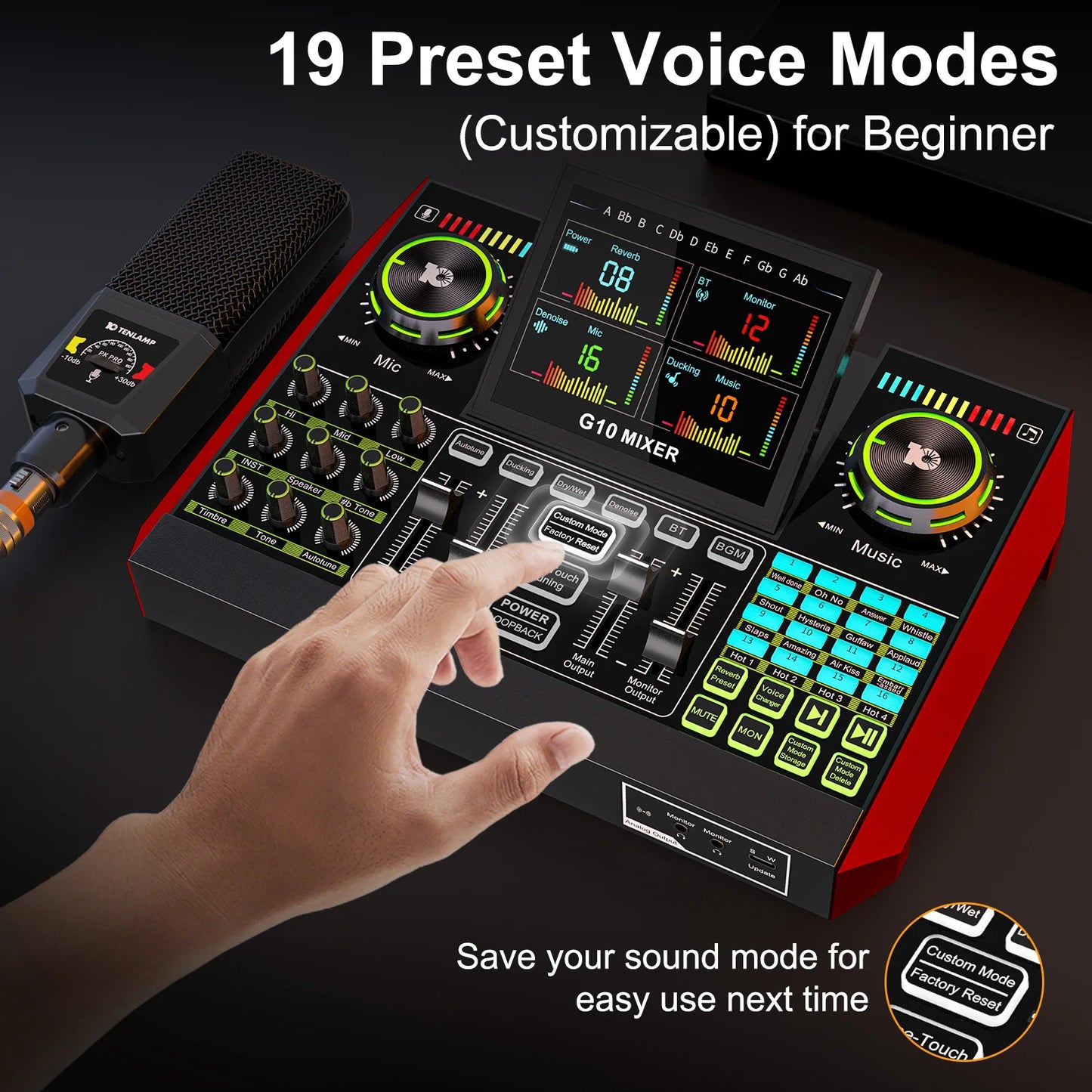 TenLamp G10 PKPRO Podcast Studio Mixer With 6 Channel Interface