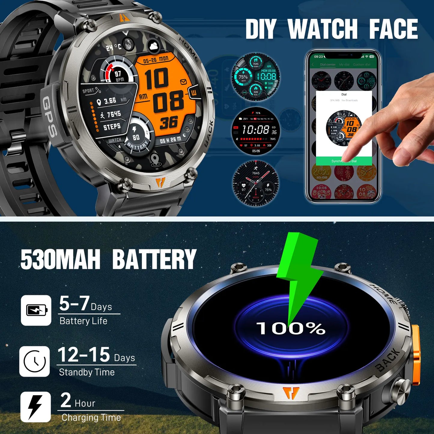 EIGIIS KE3 Bluetooth Calling Smartwatch For Men With Heart Rate