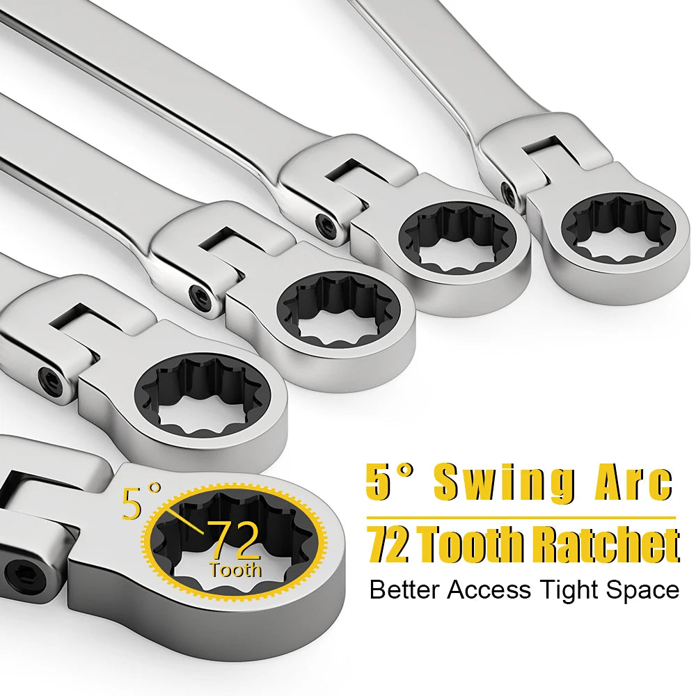 Durable Ratchet Wrench Set 72 Tooth Metric Multi Function Garage