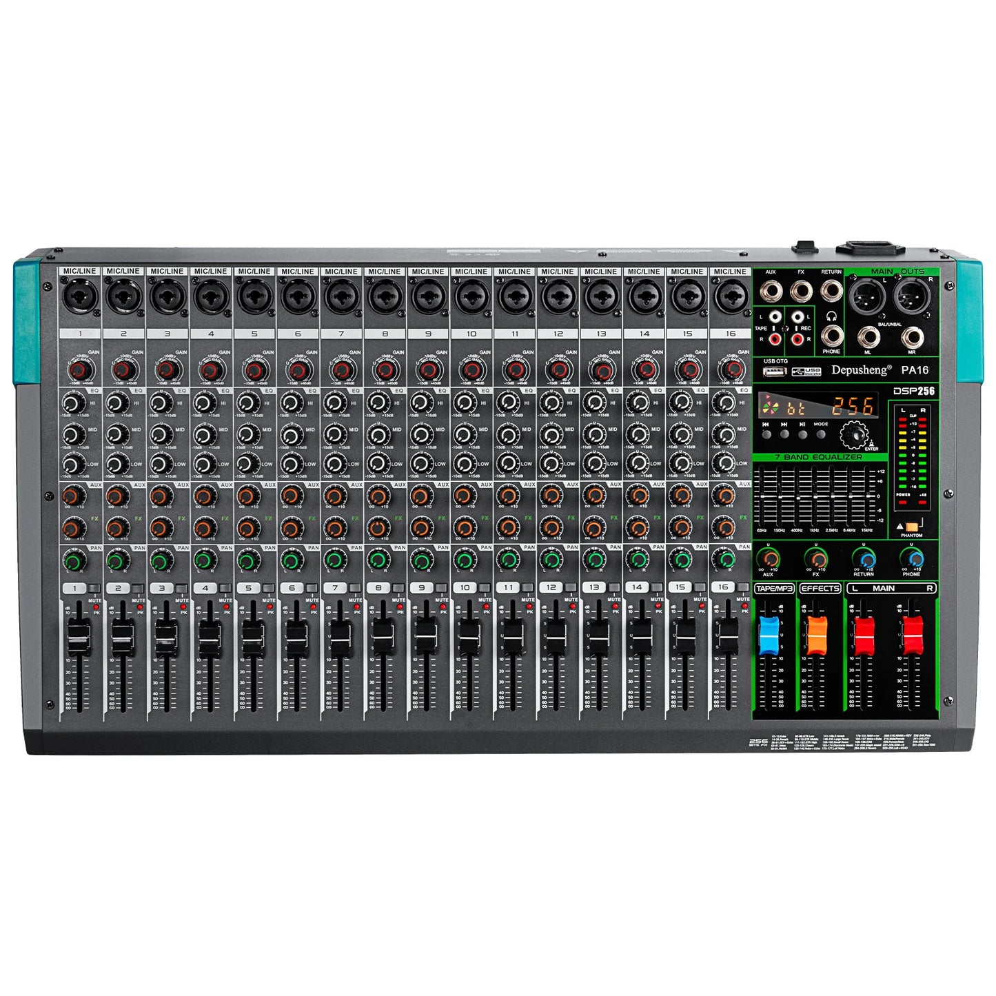 Depusheng 6/8/12/16 Channels Audio Mixer USB 48V Phantom Power