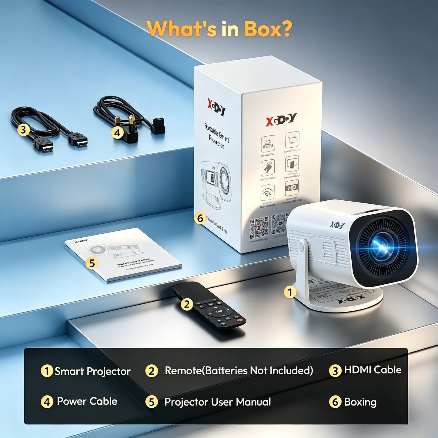 XGODY 4K LED Projector With WiFi 6 Bluetooth 5.0