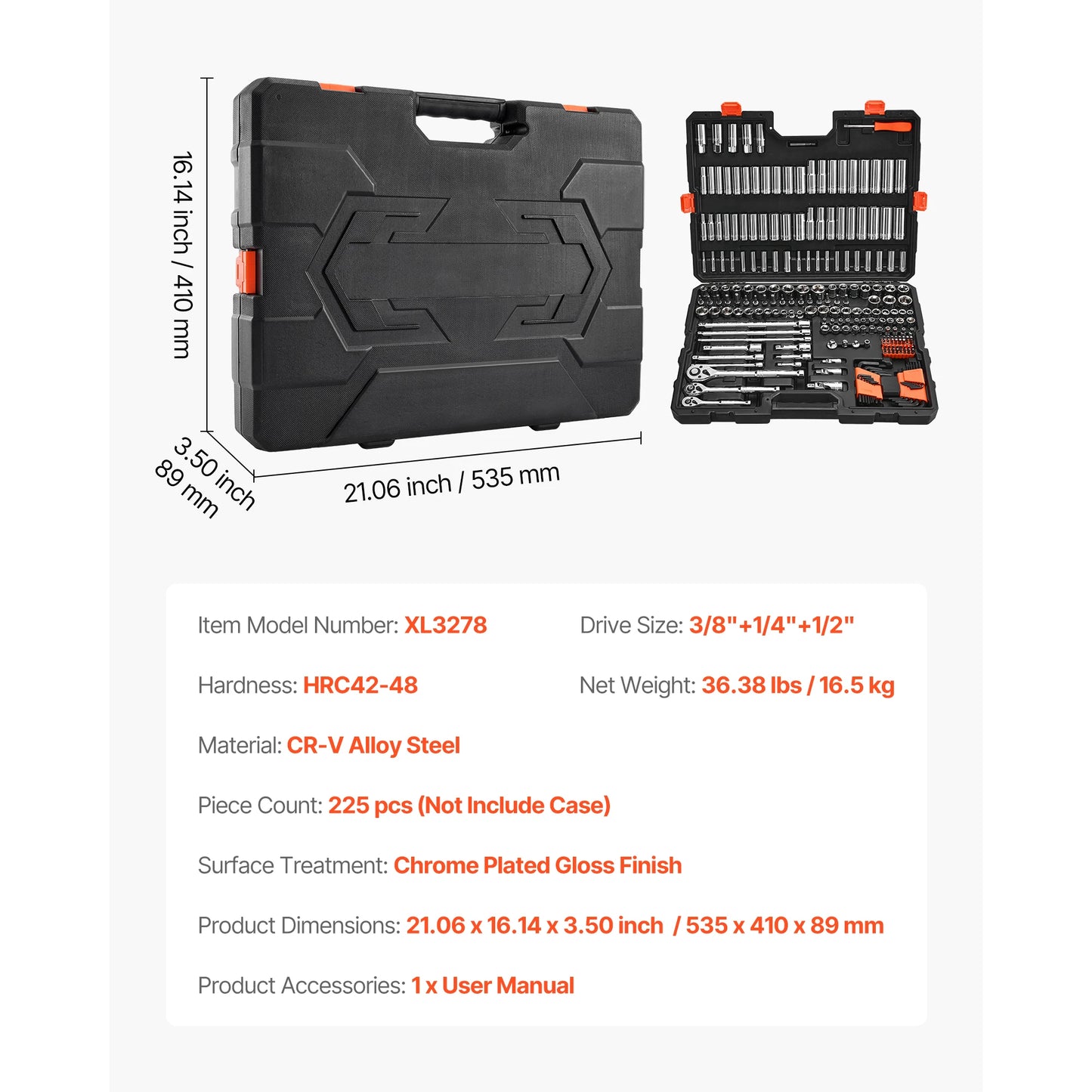 SucceBuy 86Piece Socket Set With Ratchet SAE And Metric