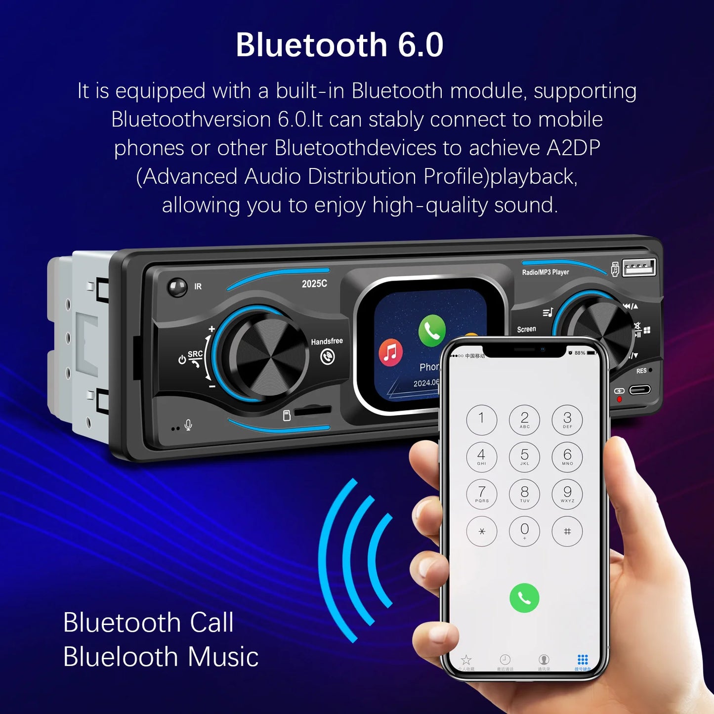 ESSGOO Bluetooth 6.0 Car Radio MP3 Player With USB/SD AUX