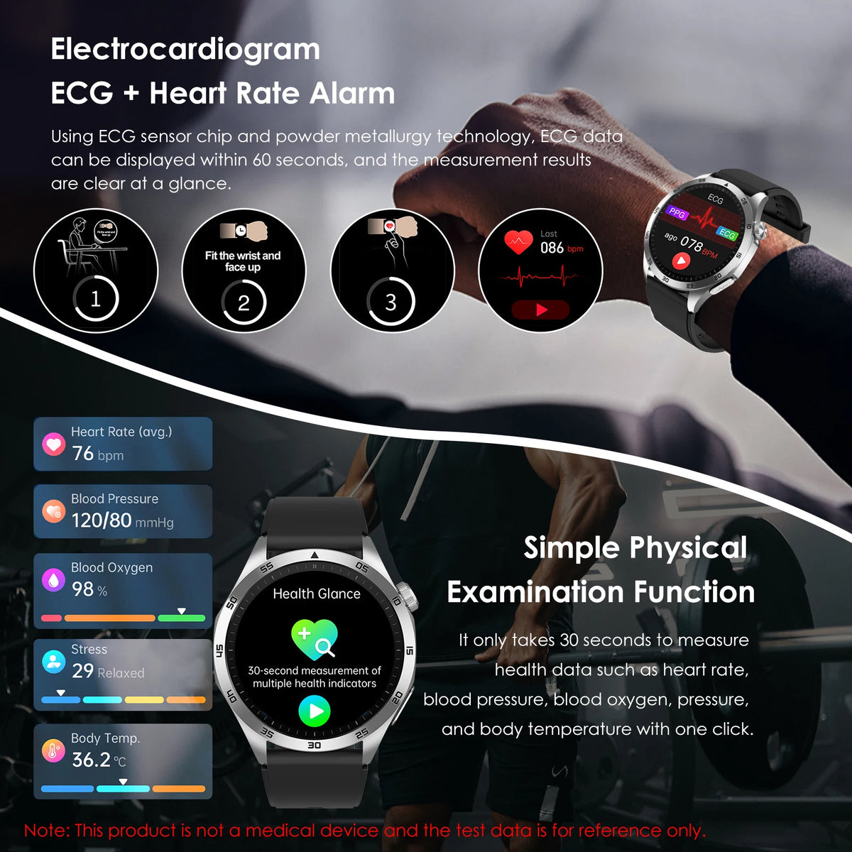 Advanced Health Smart Watch Ecg Ppg Blood Pressure Tracker