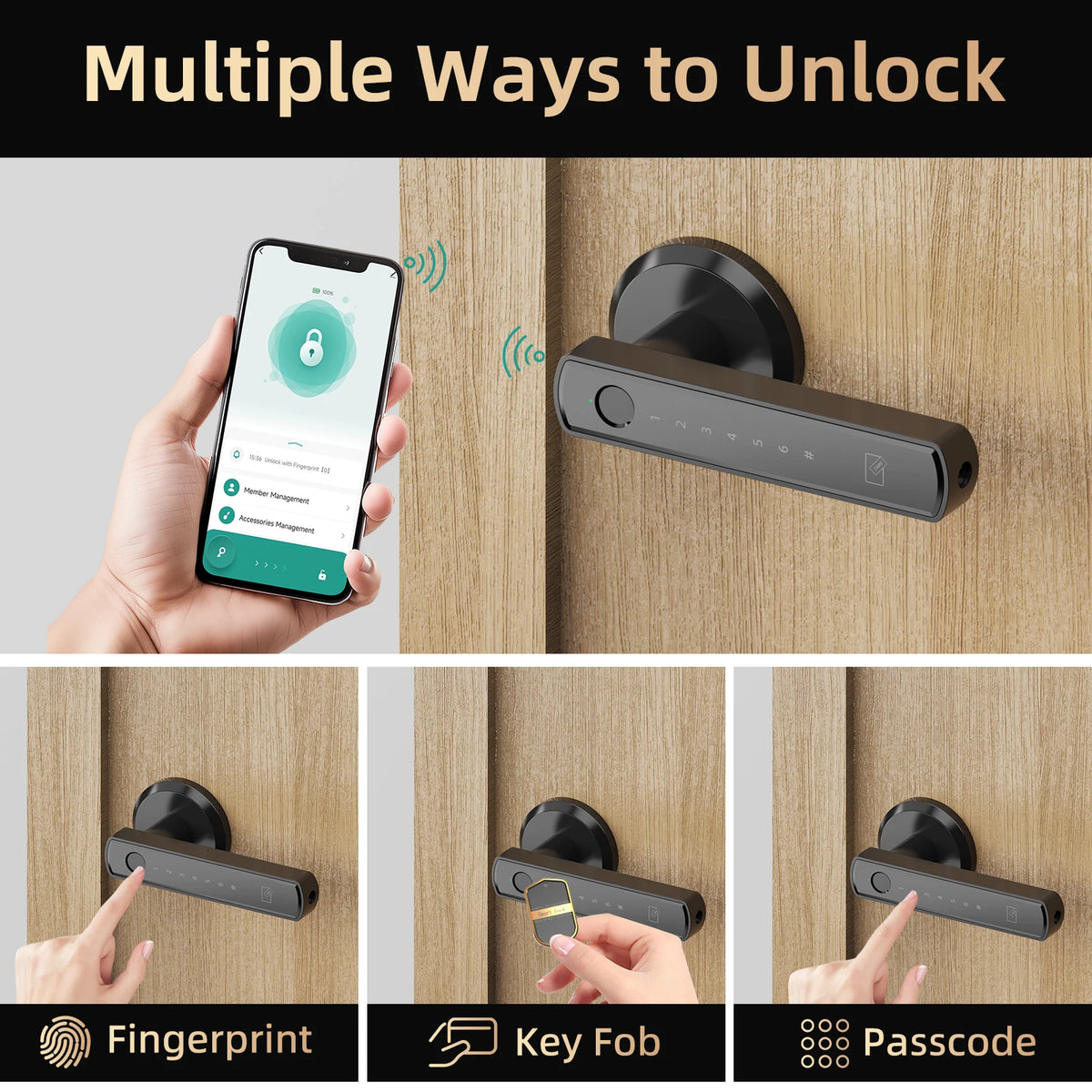 Viladepot Smart Fingerprint Door Lock With Bluetooth App And Keypad