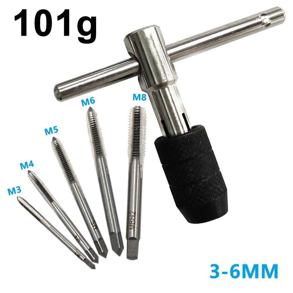 T Shaped Tap Wrench Set 5pc For Thread Tapping Hand Tools