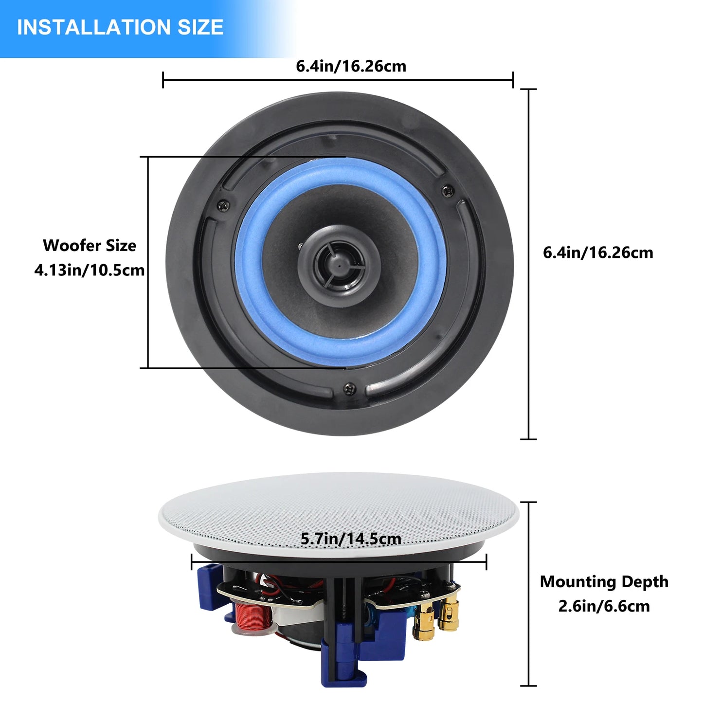 Herdio Indoor Outdoor Ceiling Bluetooth Speaker Two Way Stereo