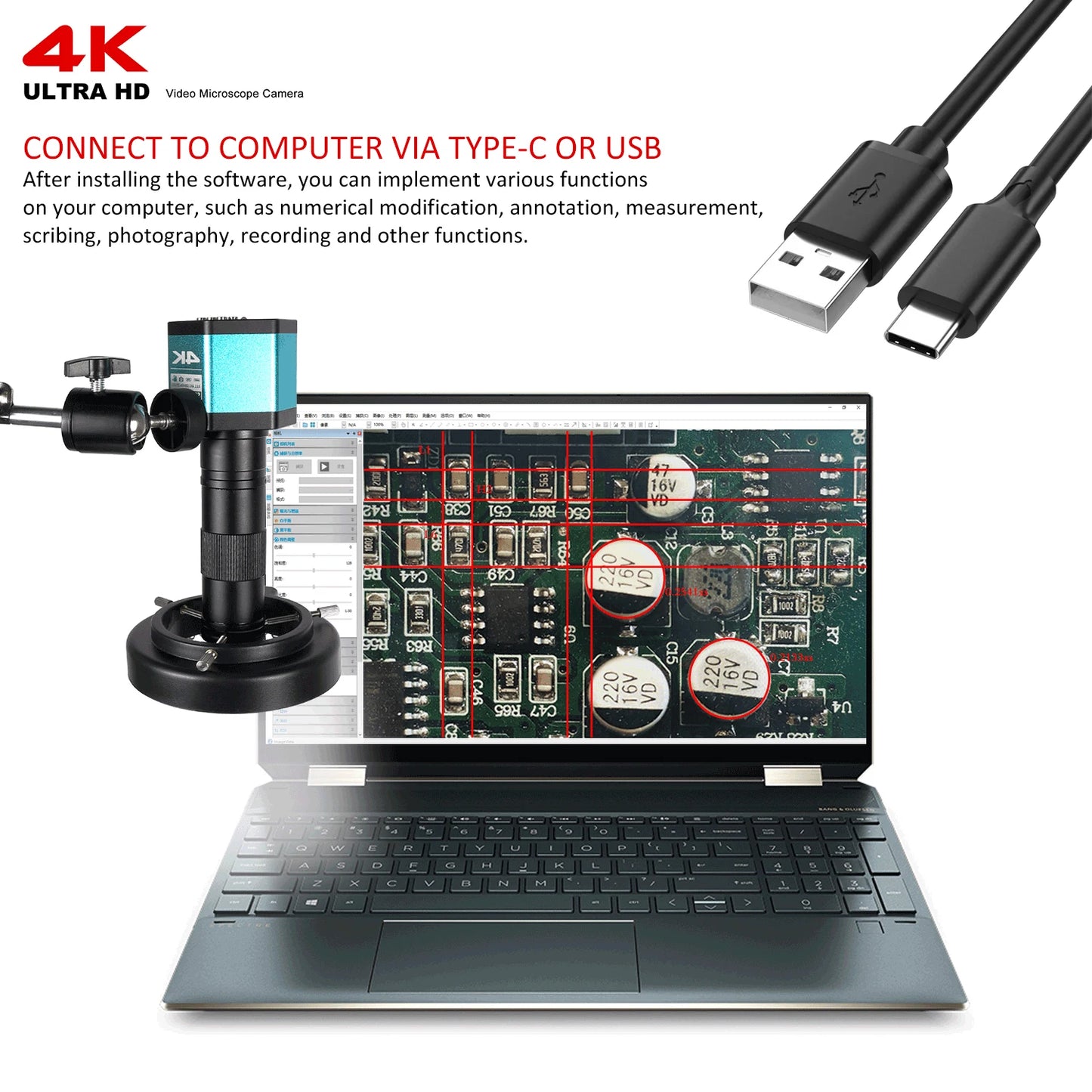 YIZHAN 4K Digital Microscope For Electronics With 48MP Camera And 1-150x Zoom