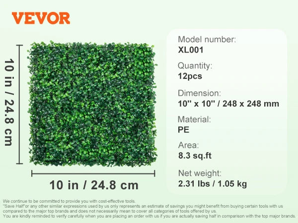 SucceBuy Boxwood Hedge Panels 12 Pack UV Protected Wall Backdrop