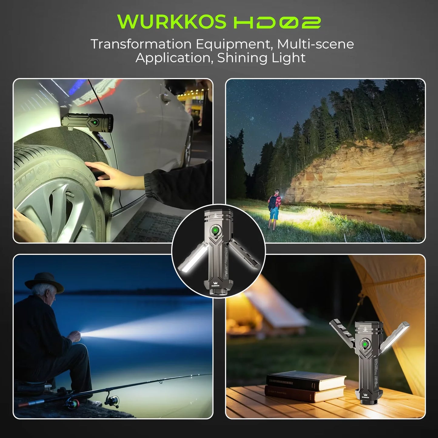 Wurkkos HD02 LED Camping Lamp Searchlight 3200 Lumens Rechargeable Battery