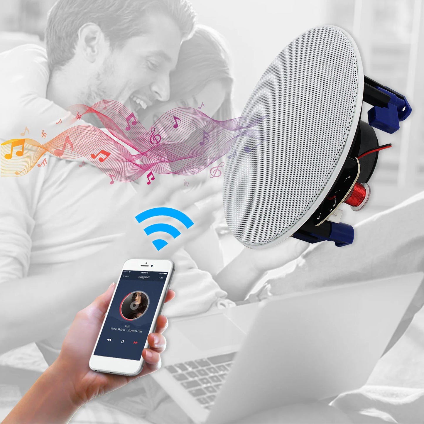 Herdio Indoor Outdoor Ceiling Bluetooth Speaker Two Way Stereo