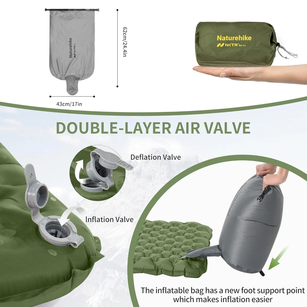 Naturehike Insulated Inflatable Sleeping Pad for Camping Comfort