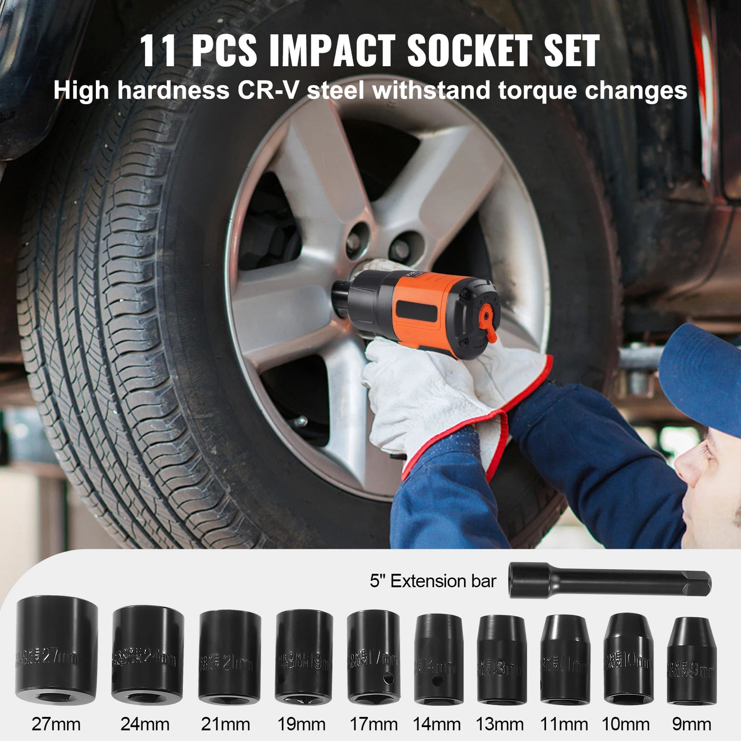 SucceBuy Lightweight Pneumatic Impact Gun With 1/2-Inch Drive Socket Set