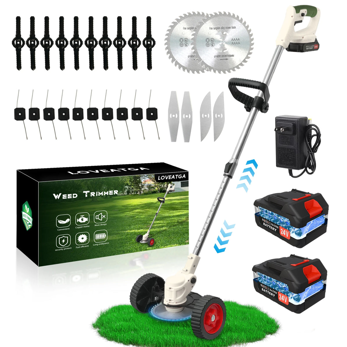 Cordless 3-in-1 Lawn Mower, Grass Trimmer, Edger and Brush Cutter