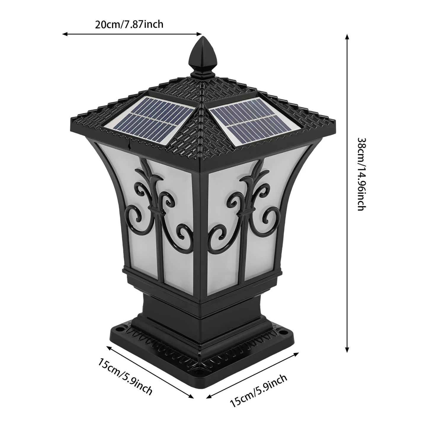 Bymaocar Outdoor Solar Post Light 85-265V Pillar Lamp Remote