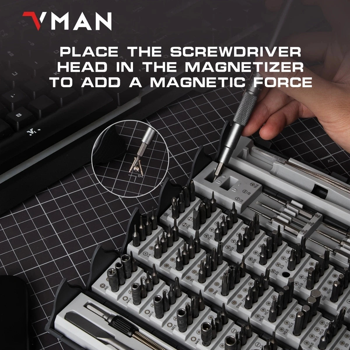 VMAN 128-In-1 Precision Screwdriver Set Magnetic Repair Tool Kit