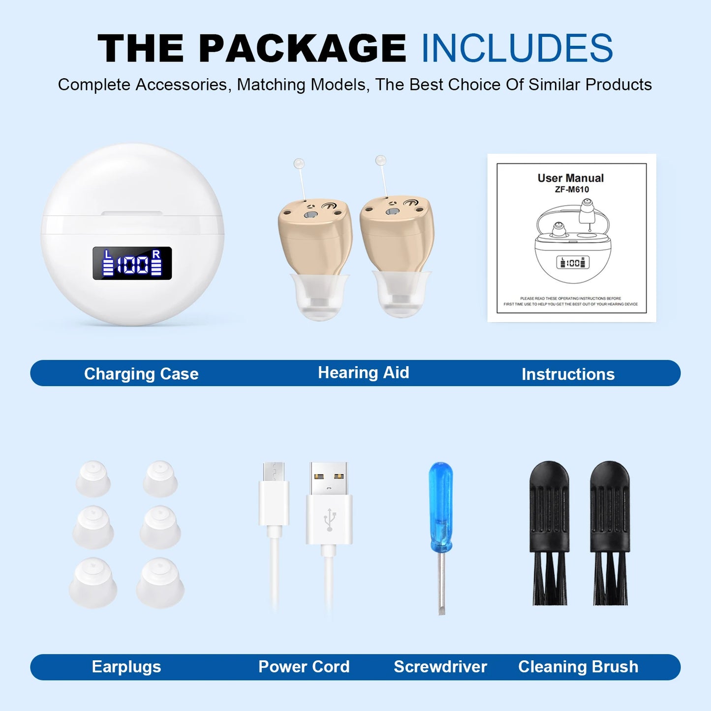 K&FCOPTEE Mini In Ear Hearing Amplifiers With Rechargeable Display