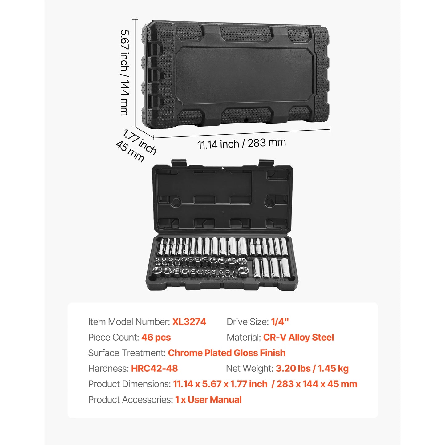 SucceBuy 86Piece Socket Set With Ratchet SAE And Metric