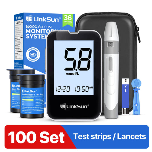 LinkSun G-425-3 Glucosemeter Complete Kit 10/50/100pcs Test Strips Blood Sugar Testing Machine for Diabetes Blood Glucose Meter